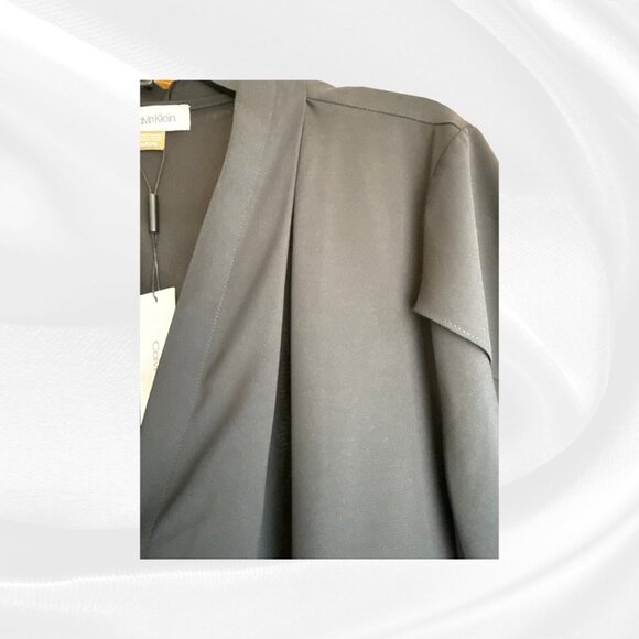 Calvin Klein Black Flutter Sleeve Blouse XL - New With Tags ✨ - Picture 7 of 15